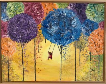 Colorful painting with girl
