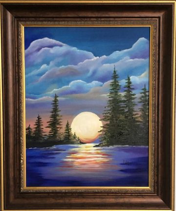 Moon over lake
